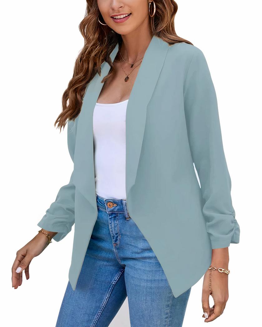 Blazer cintré pour femme pour l'été - Bleu clair, 4XL
