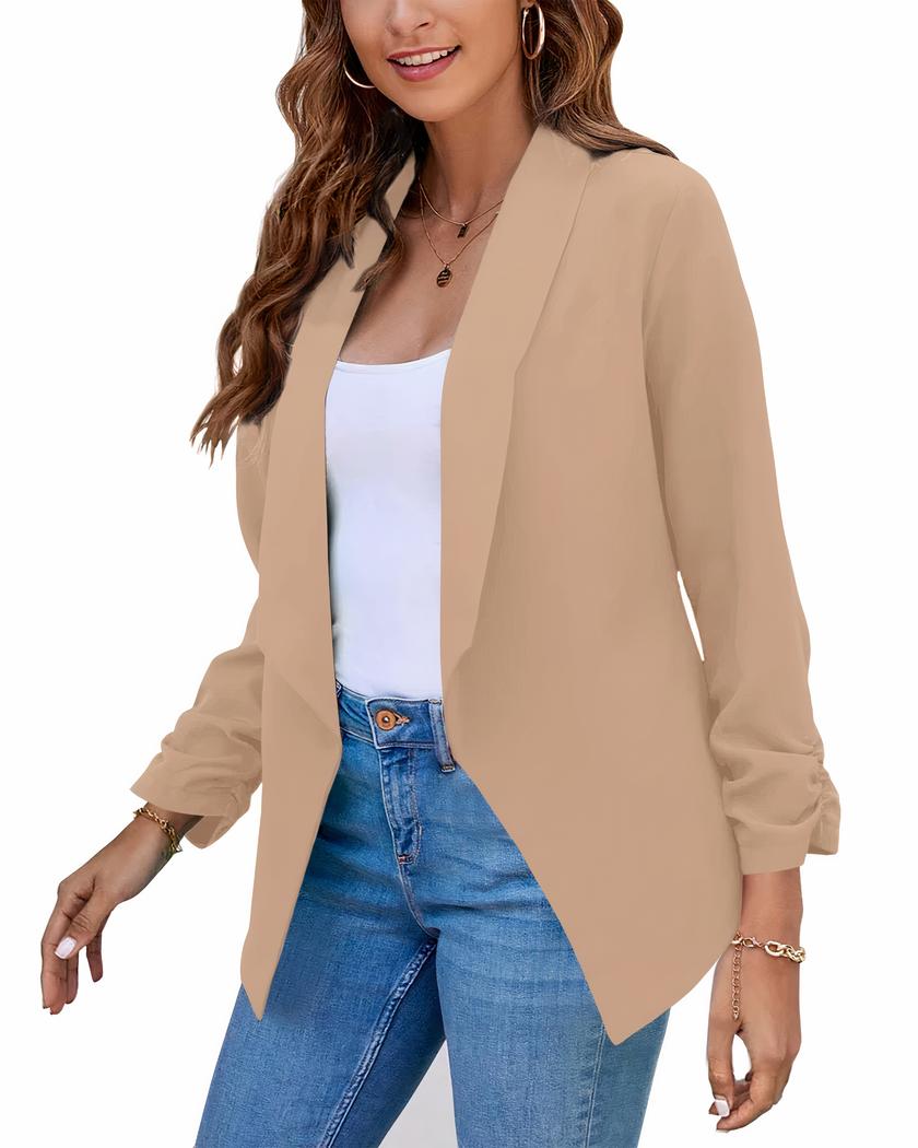Blazer cintré pour femme pour l'été - Camel, 4XL