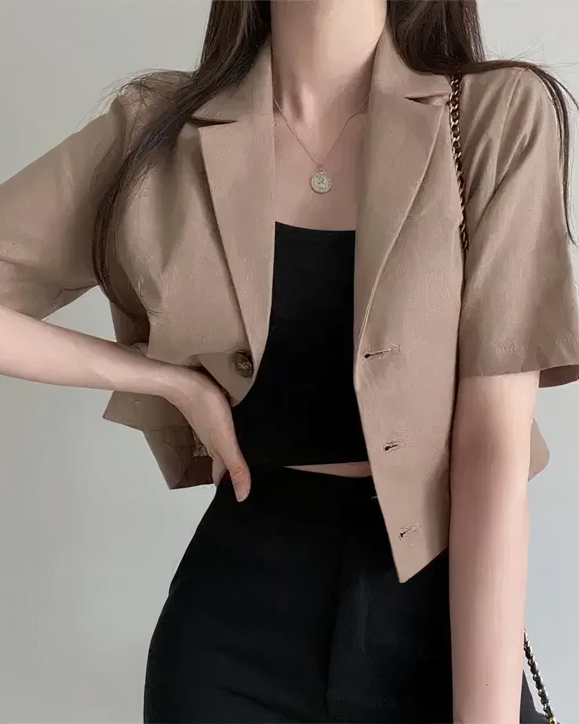 Blazer court pour femme d'été - Camel, M