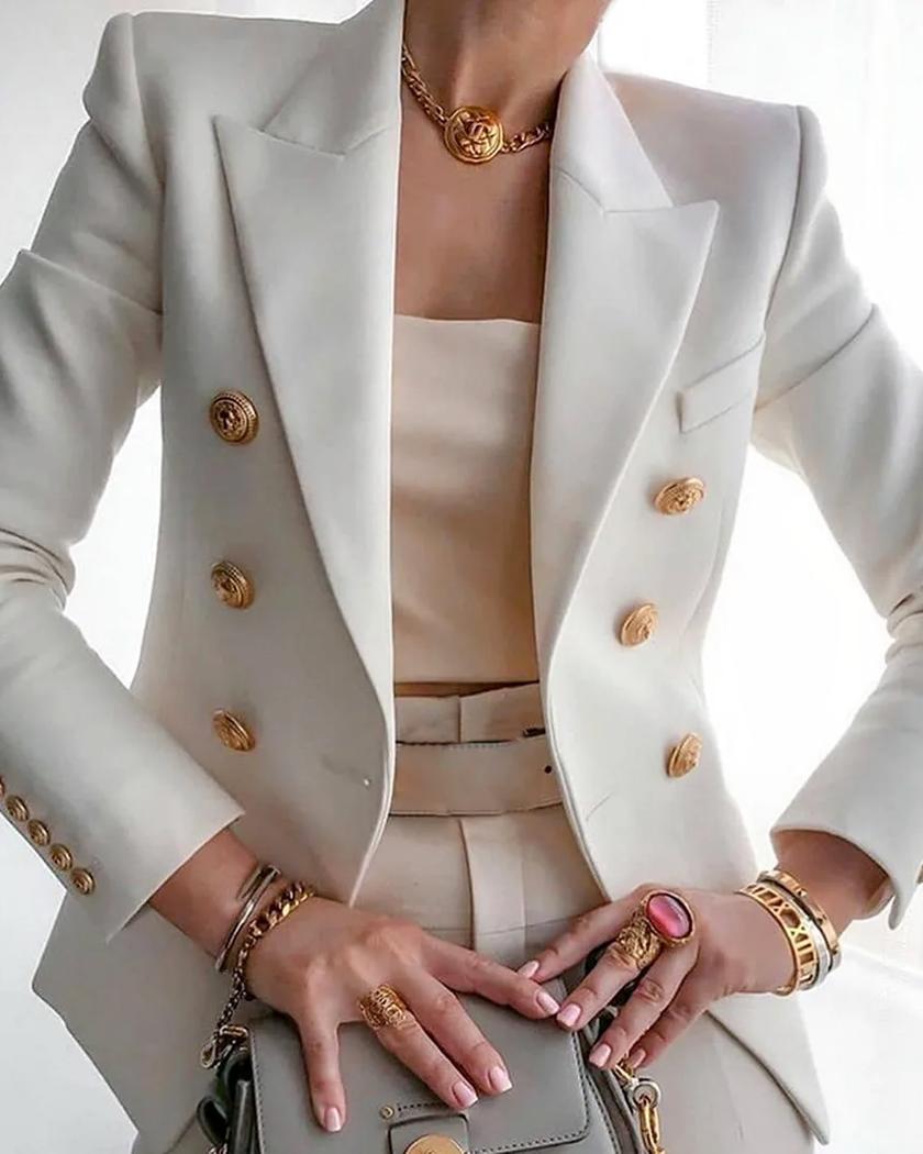 Blazer femme chic grand col cranté