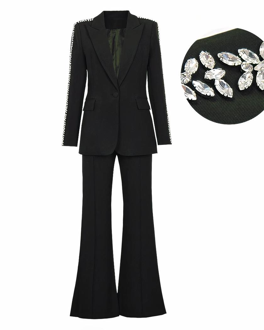 Ensemble blazer pantalon femme avec strass • Mon blazer