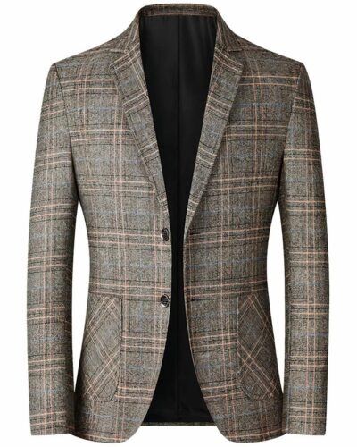 Blazer à carreaux marron pour homme