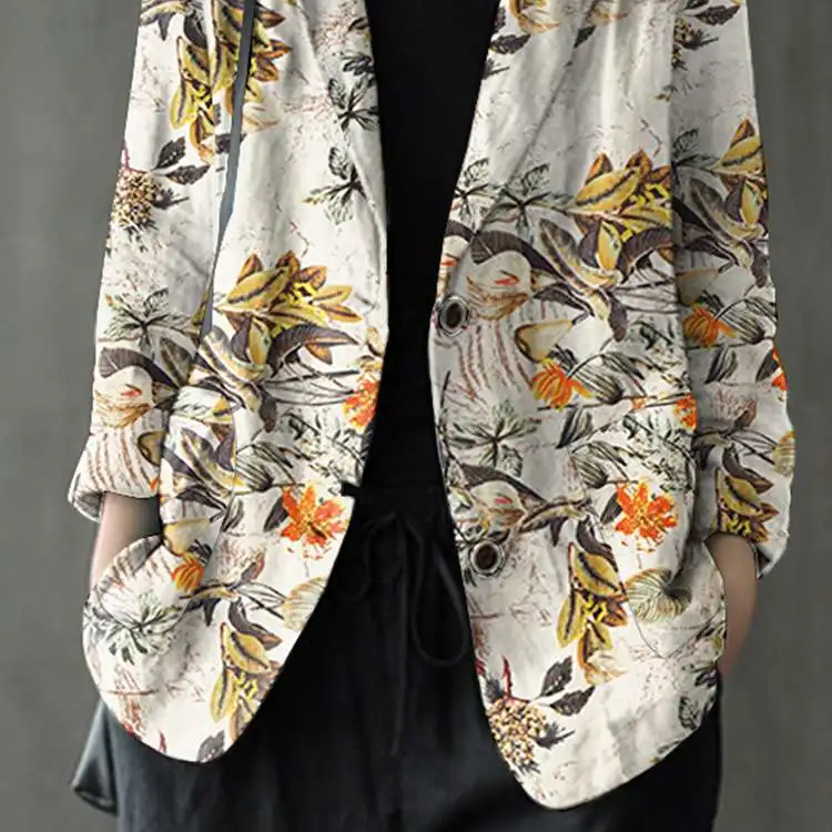 Blazer fleuri en coton pour femme