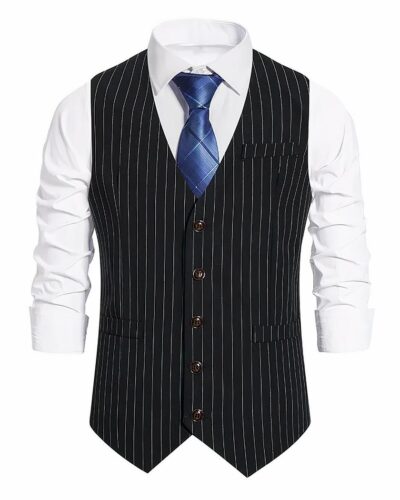 Blazer sans manches classique à rayures pour homme