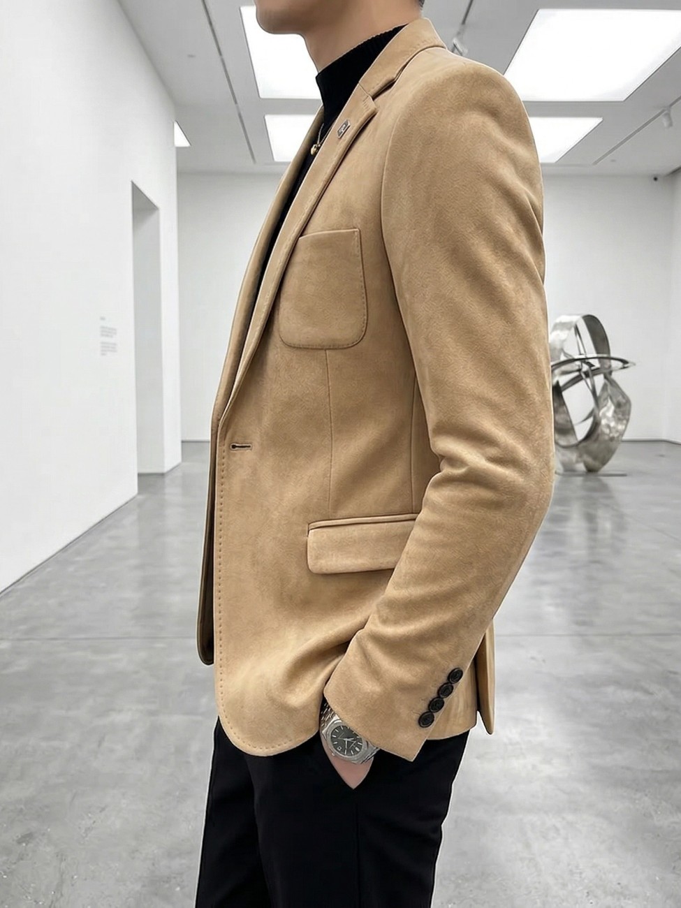 Blazer suédé homme coupe slim coloris premium – Image 5